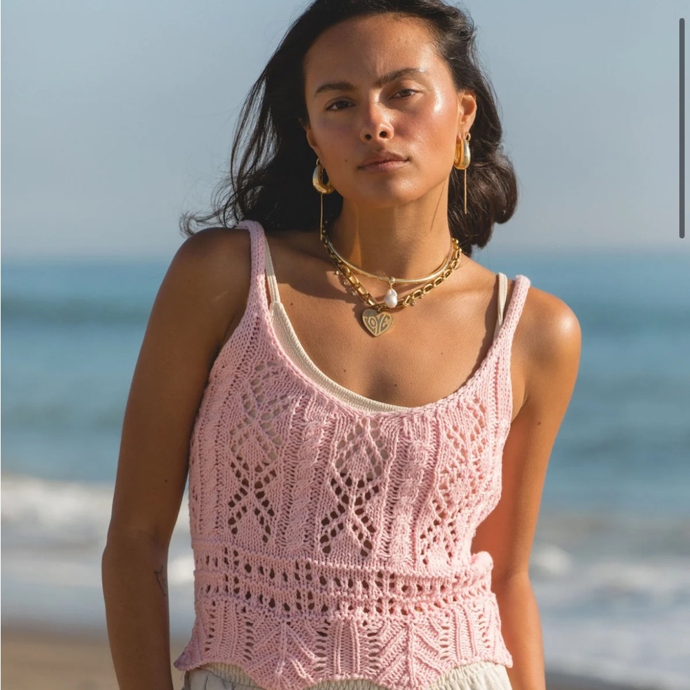 Pink Crochet Tank Top